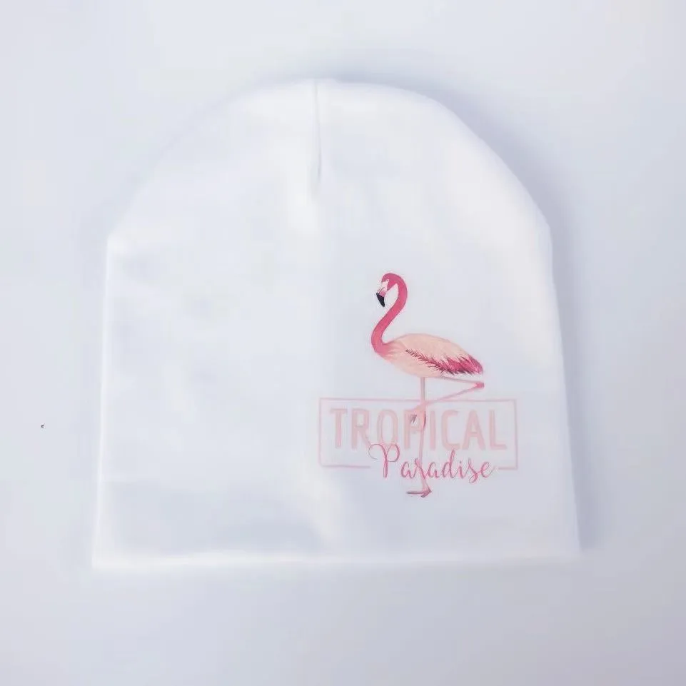 Flamingo Брендовая детская шапка, Вязанная, хлопковая, с рисунком лося, единорога, детская шапка для мальчиков и девочек, весна, осень, зима, детские шапки, детская шапочка - Цвет: Flamingo