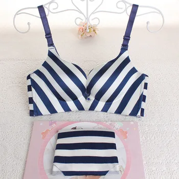

Sexy Seamless Bra Set With Push Up Fashion Deep V Underwear Sets Women Intimates One-piece Stripe Adjustable Lingerie