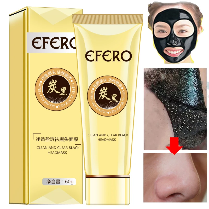 Efero 1 шт. маска от угрей для ухода за кожей лица маска blackhead Remover черный маски пилинг пор полосы маска для носа лечение акне уход