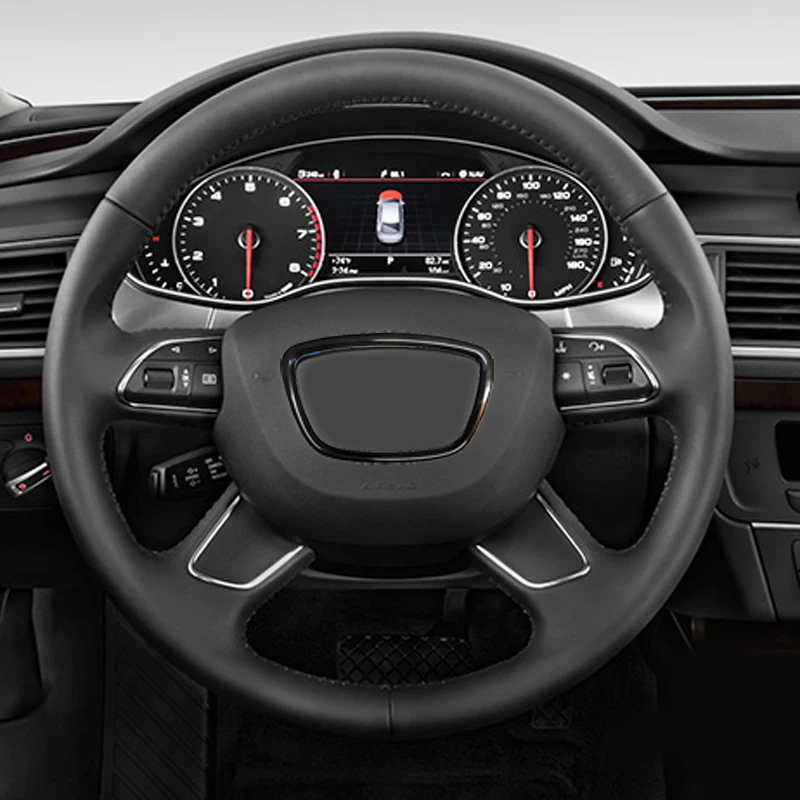 Черный abs хром отделка рулевого колеса украшения эмблема в центре логотип кольцо рамка Крышка sitkcer аксессуары для Audi A8 D4 A7 A6 C7