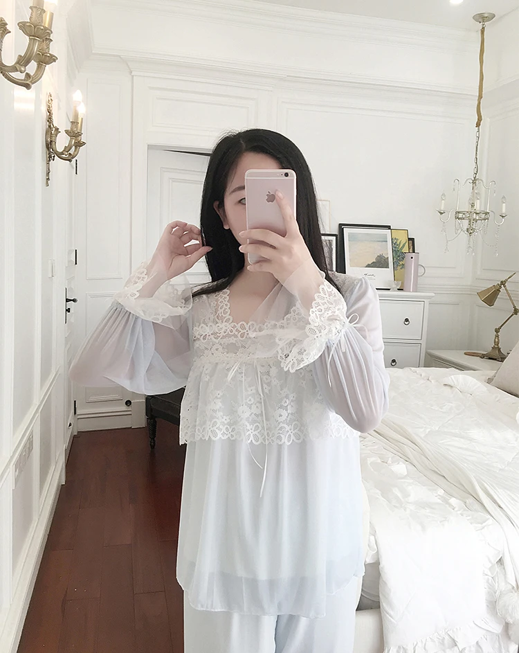 noite wear loungewear manga longa mulher noite