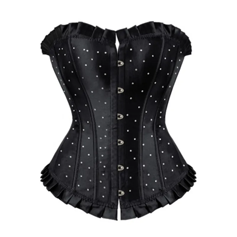 

S-6XL Hot Sexy Corset Satin Bone Lace Up Overbust Corset and Bustier Body Shaper Strapless Corset