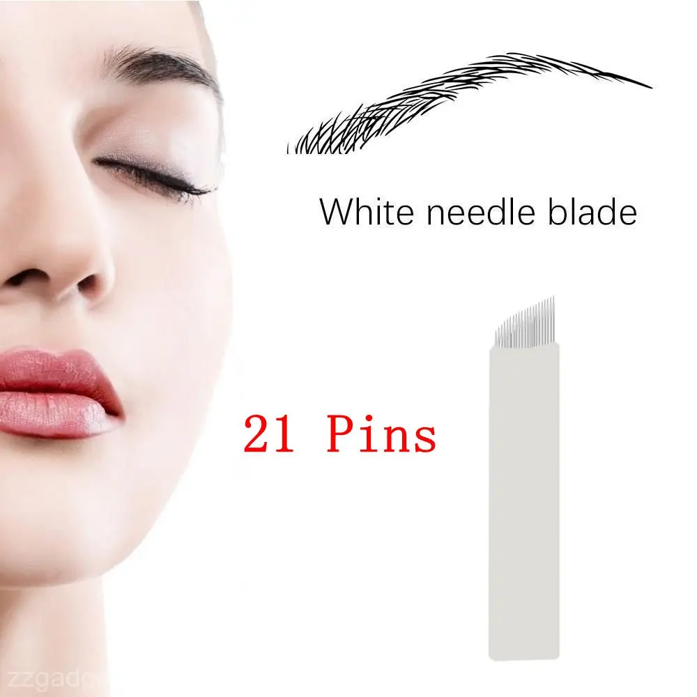 50 шт. Microblading иглы 21 контакты татуировки перманентный макияж бровей для 3D вышивка