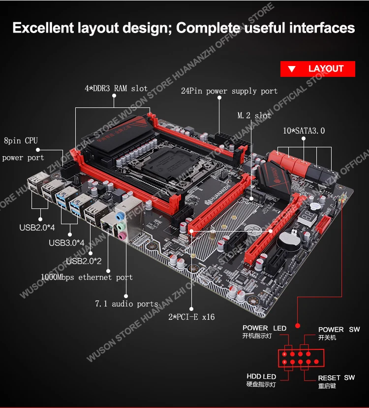Материнская плата HUANANZHI X99 LGA2011 3 с двумя слотами M.2 CPU Xeon E5 2676 V3 RAM 64G(4*16G) 1866 RECC лучшая