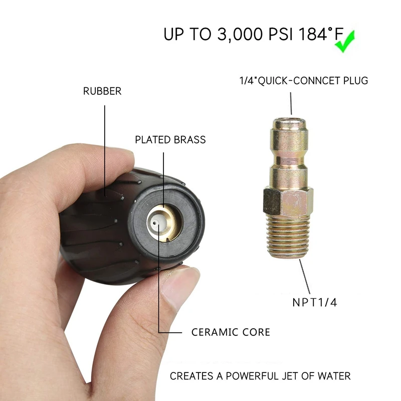 Универсальное сопло для мойки под давлением турбонагнетателя высокого давления роторное отверстие 3,0 1/4 дюйма быстрое подключить вилку спрей F