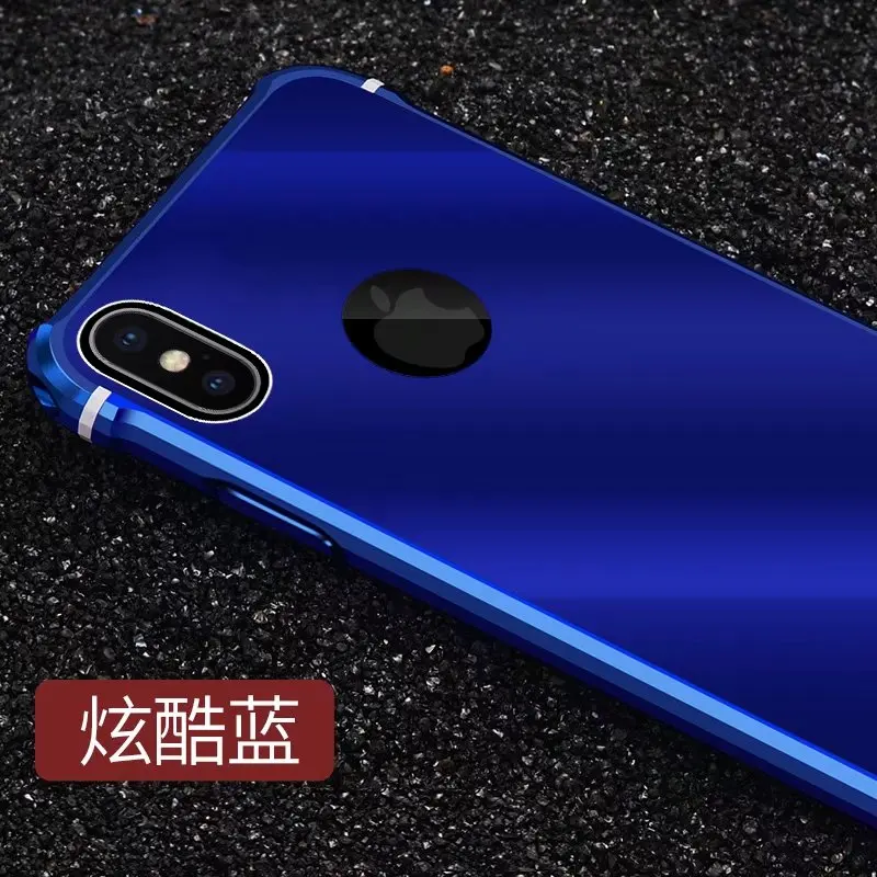 Ударопрочный телефон чехлы для iPhone X Case металлическая рама+ Поликарбонат Чехлы для задней панели чехол для iphone 8 Plus прочный армированный чехол для телефона протектор