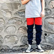 Джоггеры Штаны Для мужчин блока лоскутное эластичный пояс Slim Fit Брюки-Карго Штаны Для мужчин s Осень Мода Карманы пот Штаны хлопковые брюки A5529