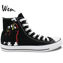 Wen/черная обувь с ручной росписью в Африканском и американском стиле; подарки на день рождения для мужчин и женщин; высокие парусиновые кроссовки