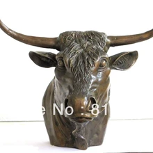 Bi00638 " Western Art Бронзовый арт статуя замечательный Испания бык голова статуи