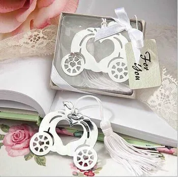 

High Quality Bridal Favor Gifts Pumpkin Carriage Design Bookmark 100pcs/lot Free Shipping