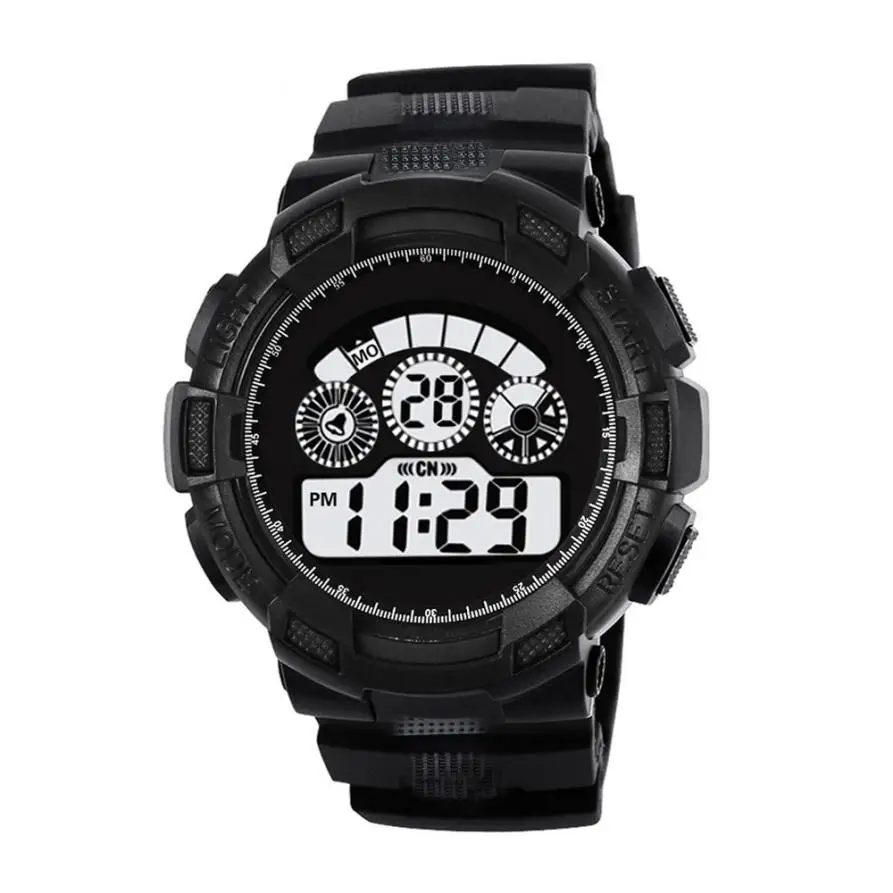 Для мужчин часы Спорт цифровой светодиодный Водонепроницаемый наручные часы Для мужчин аналоговый цифровой в стиле милитари стильный Для