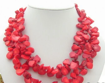 

FREE SHIPPING>>>@@ AS35681 2Strds 15mm Red Coral Necklace