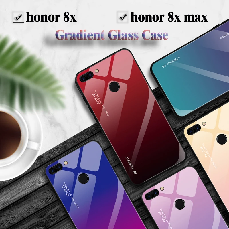 Чехол для Honor 8x max, защитный градиентный чехол s On для huawei Honer 8 x x8 Honor8x 8xmax, стеклянная задняя крышка 360, чехол для телефона