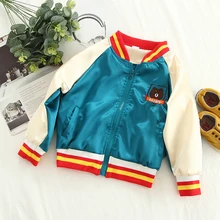 Ins/пальто для мальчиков и девочек 1-5 лет, трехцветная бейсбольная куртка с вышивкой и рисунками животных