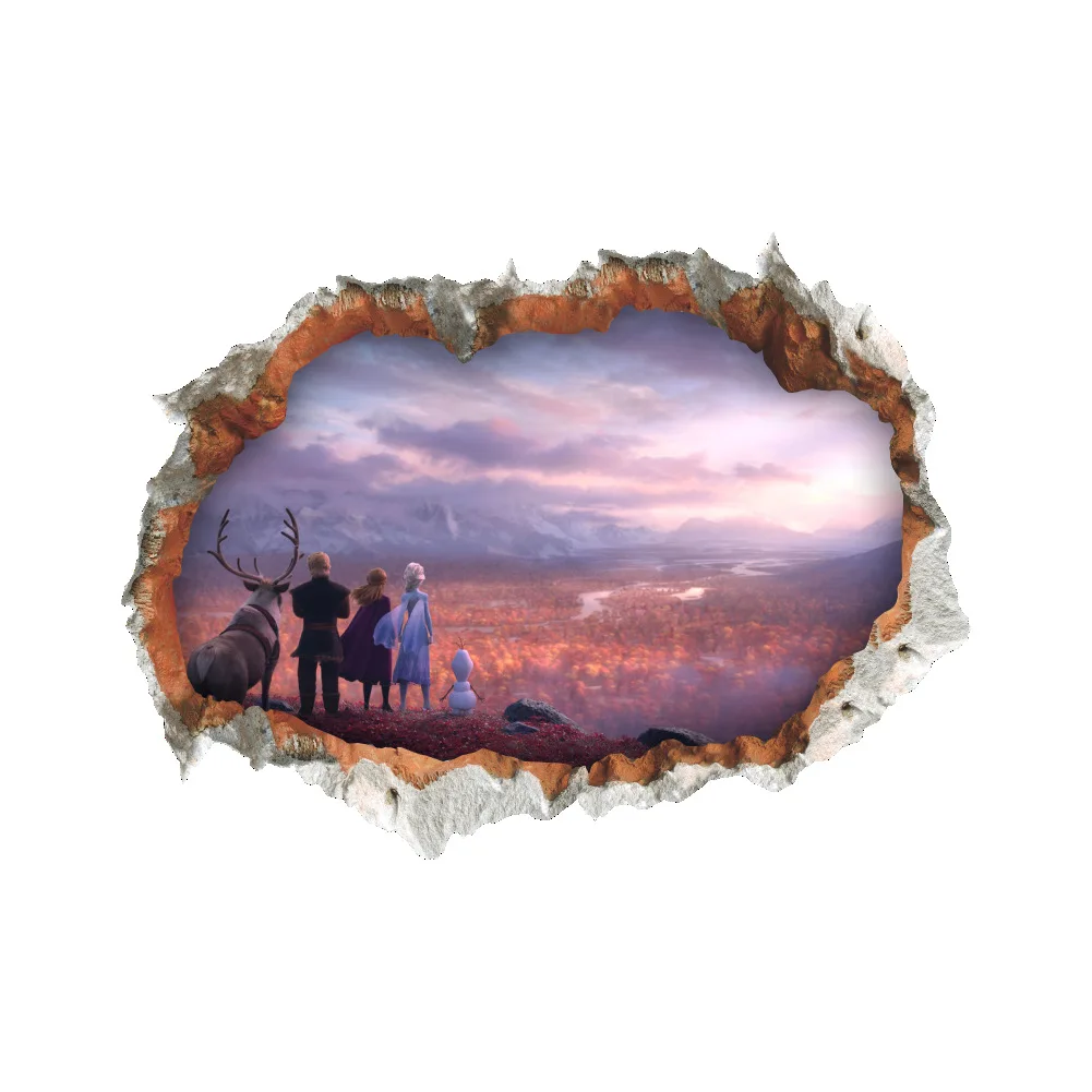 Cartoon Frozen Princess Elsa Anna Wall Stickers DIY Girl Children Room Background Decoration Removable Kids Bedroom Poster Decal