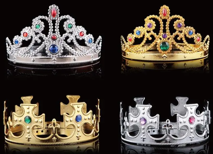 buy Party Cosplay Crown King Queen Princess royal diamond crown children adults crown headwear halloween christmas performance props