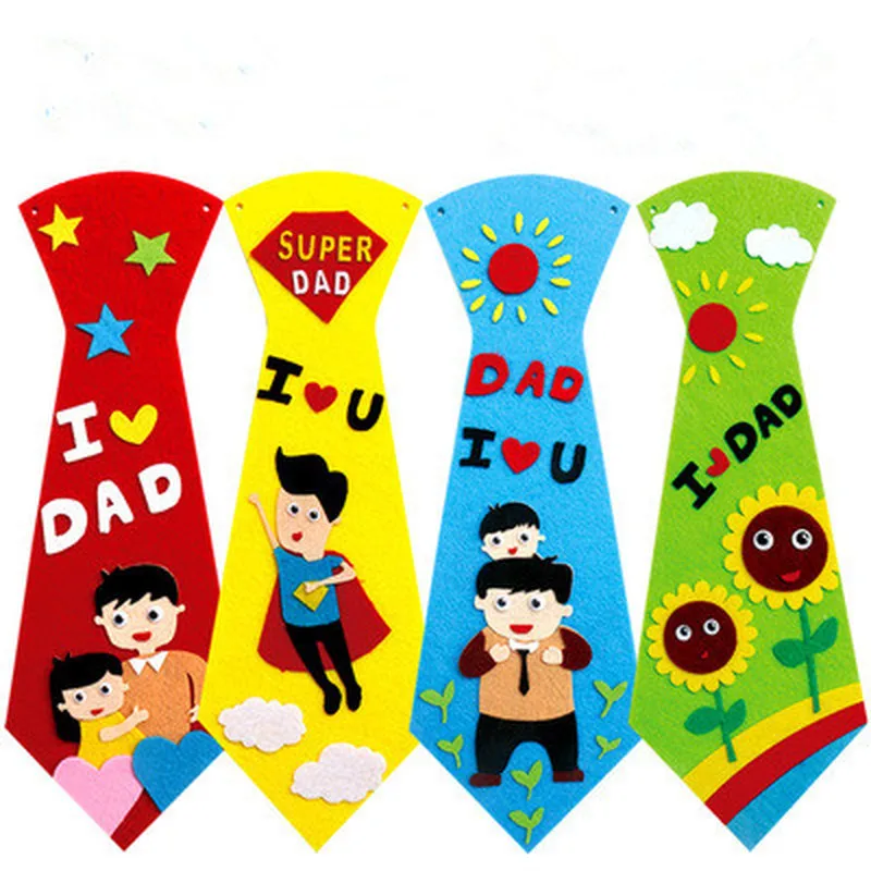 

Creative Crafts DIY Ties Kindergarten Children Kids Handmade Educational Toys Fathers Day Gift Material Package