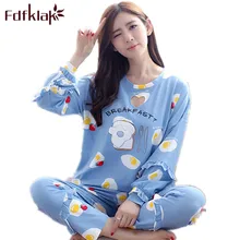Fdfklak женская пижама Демисезонный с длинными рукавами домашние костюмы для Для женщин пижамный комплект Пижама Femme плюс Размеры M-3XL Q645