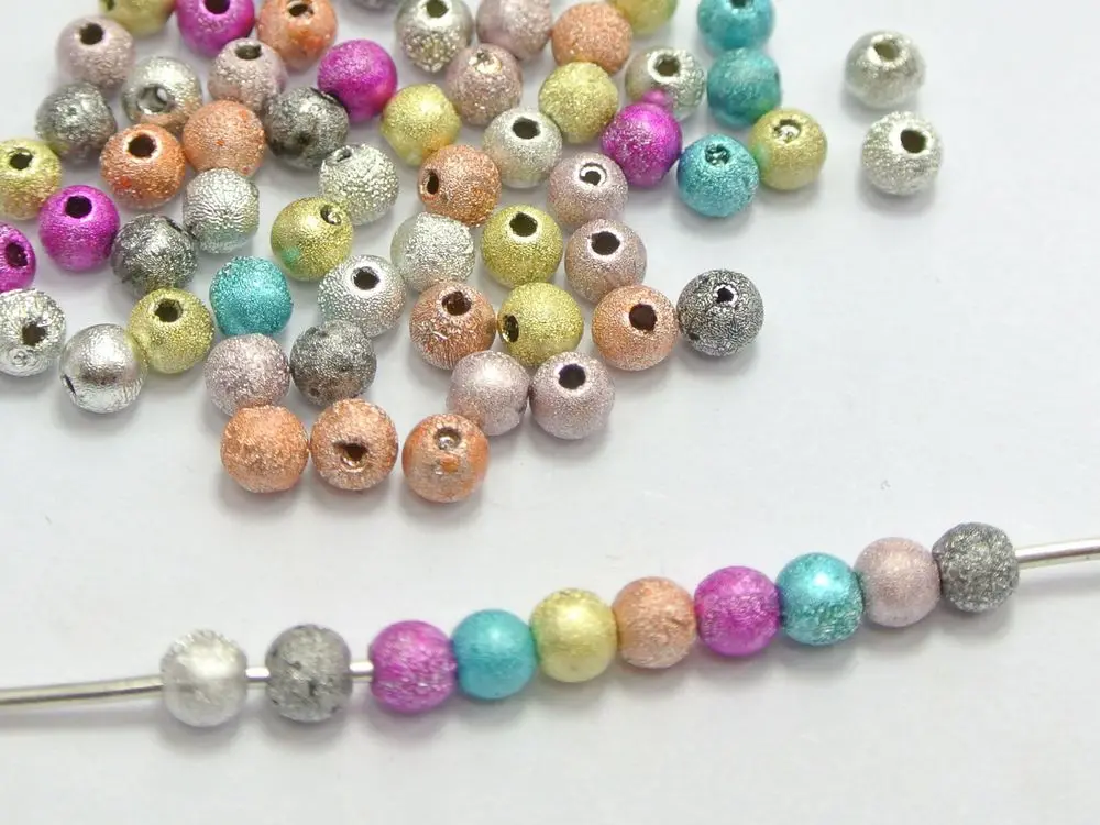 

1000pcs Mixed Color Stardust Acrylic Round Beads 4mm(0.16") Spacer Finding fashion diy Accessories F0169