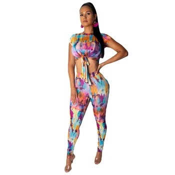 

Spring Summer Women Two Piece Set Top and Pants Plus Size Tracksuit Sweatsuit Outfit Colorful Print Sexy Top and Long Pants Sets