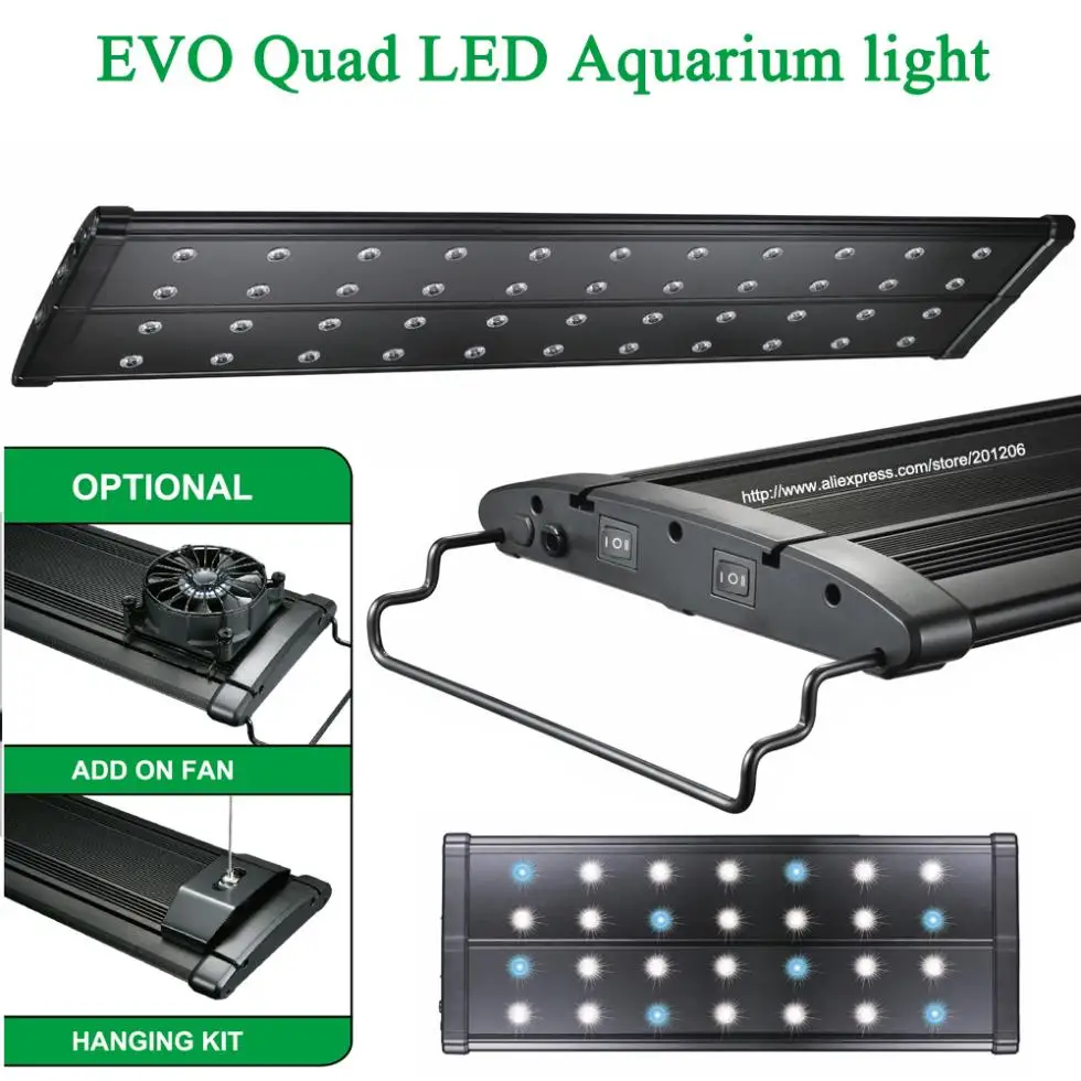 

48"-60"(120CM-150CM) EVO Quad AquariumFreshaterPlantFish or marine reef and cichlid tank LED lightlighting fixturelamp