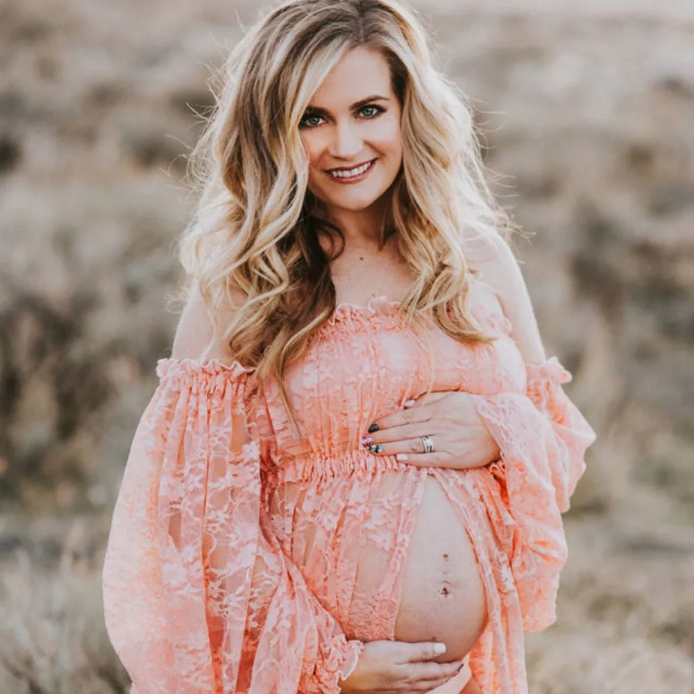 MUQGEW Материнство фотография Реквизит беременность платье женщины Pregnants сексуальные фотографии реквизит c оголенными плечами кружева кормящих длинное платье
