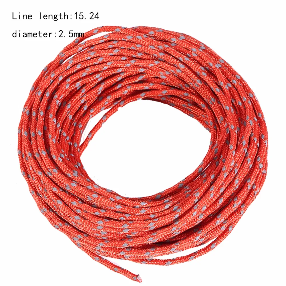 

15M Camping Reflective Tent Rope Guy Line Tent Awning Reflective String Windproof Tent Guy Rope Diameter 2.5mm