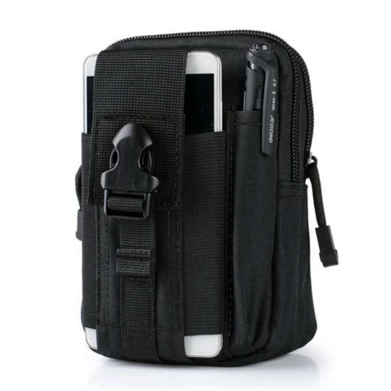 Мужская Уличная тактическая Сумка Molle, поясная сумка, чехол для телефона, военная, для кемпинга, скалолазания, бега, охоты, маленькие EDC сумки - Цвет: All Black