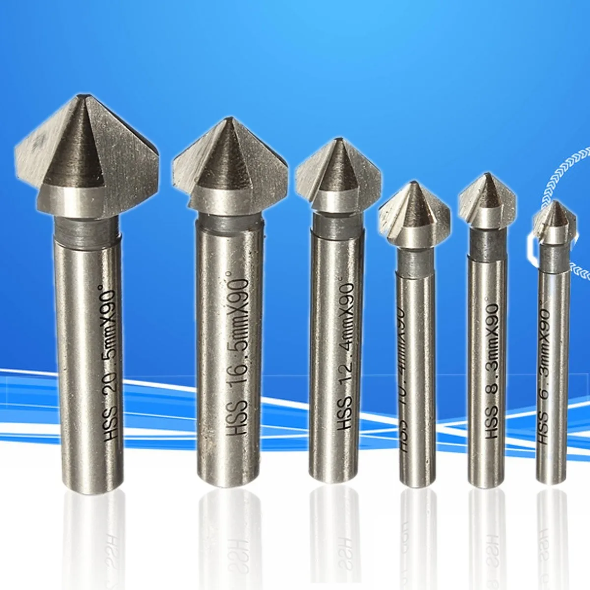 6 шт. фрезы из быстрорежущей стали с 3 канавками 20 5 мм|countersink drill bit set|drill setchamfer cutter |