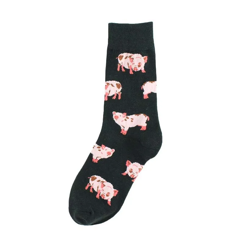 PEONFLY Fashion Cute Comfort Novelty Cotton Women Socks Pig Dog Tiger Colorful Cartoon Kawaii Funny Happy Socks For Girl Gift - Цвет: pig