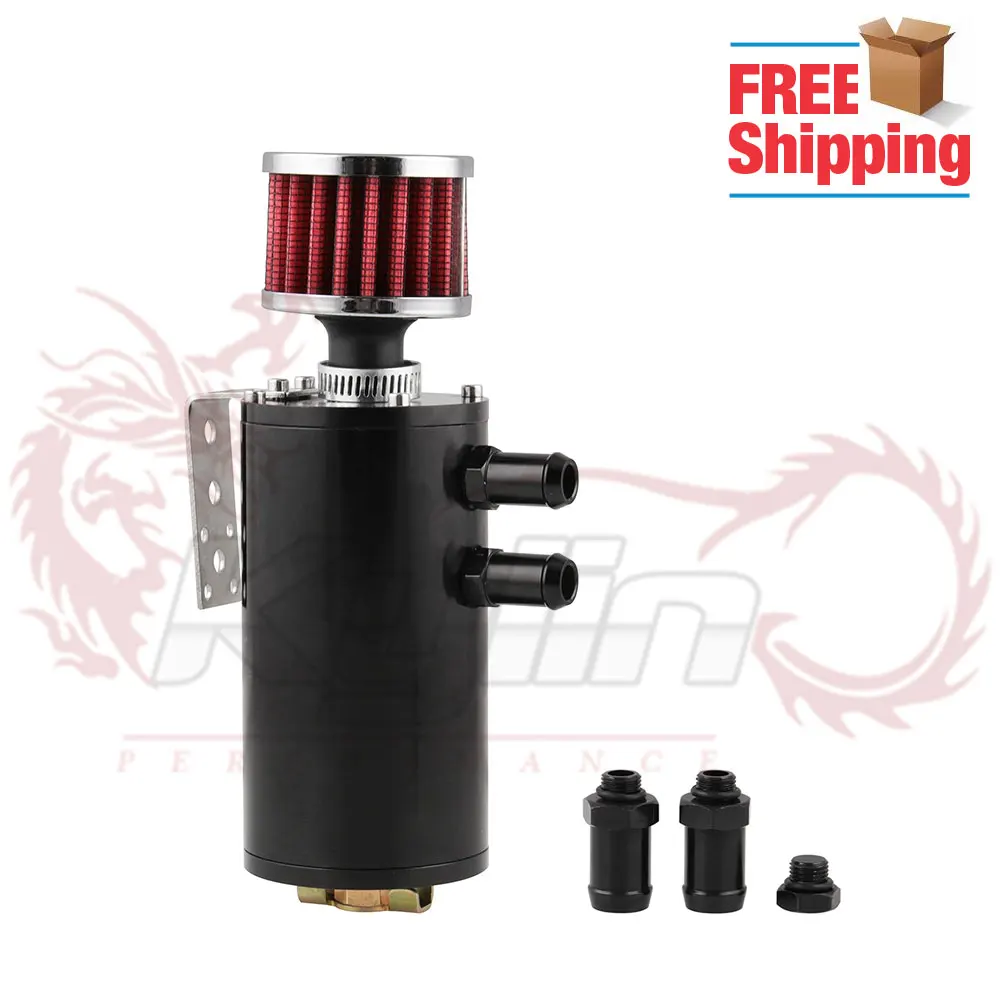 Universal 0.3L Brushed Baffled Oil Catch Tank Can With Breather Filter