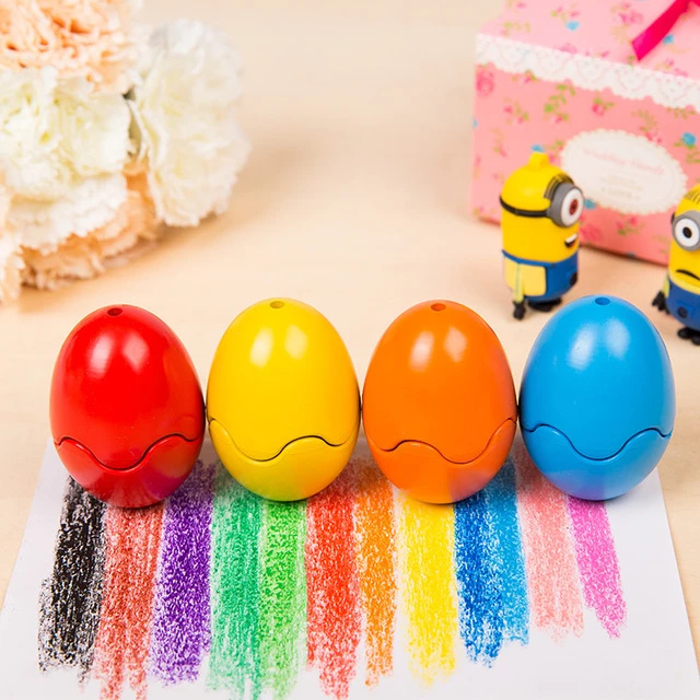 9 Color Solid Egg Shape Crayons Non Toxic Washable Painting