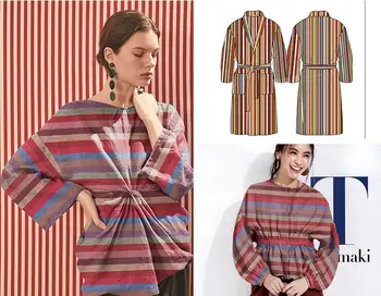

Fashion 155cm Stripe Hemp Fabric Double Sided Seiko Cotton Fabric dresses tweed fabrics silk jacquard brocade fabric C587
