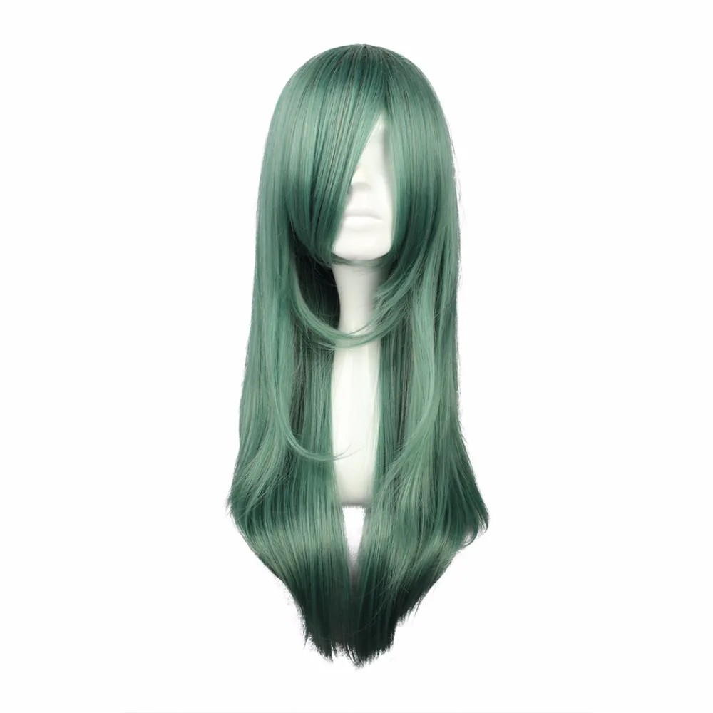 Mcoser Бесплатная доставка 68 см химическое длинные прямые волосы темно-зеленый цвет 100% Высокое Температура Волокно парик wig-555d