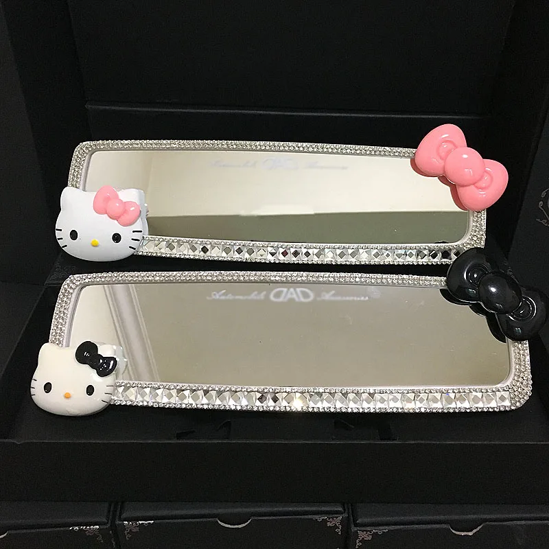 Goedkoop 1 Pcs Leuke Cartoon Auto Diamant Interieur Achteruitkijkspiegel Decoratie Kristal Auto Achteruitkijkspiegel Voor Meisjes Auto Accessoires