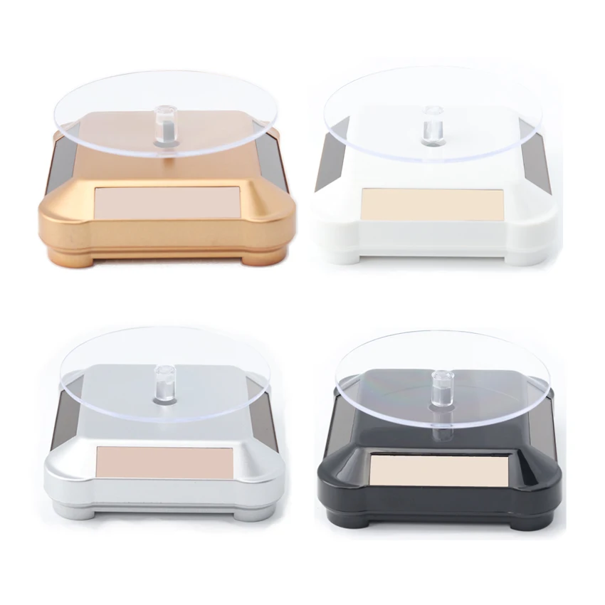 Solar Showcase 360 Turntable Rotating Jewelry Watch Ring Phone Stand Display Jewelry Organizer Hard Display Stand 4 Colors