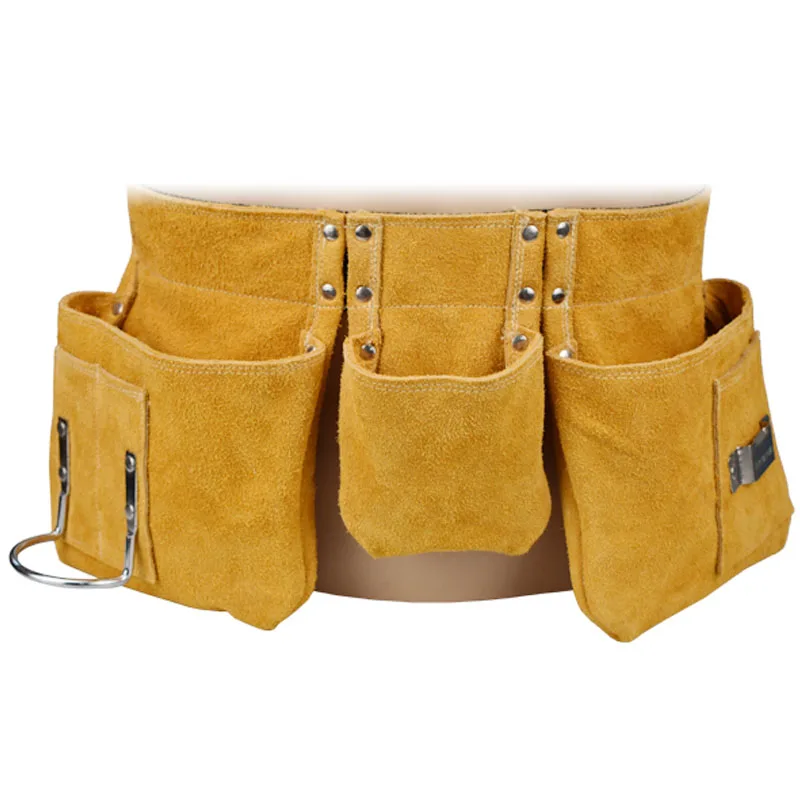 Cowhide Wear Resistant Waist Bag Building Renovation Construction Site