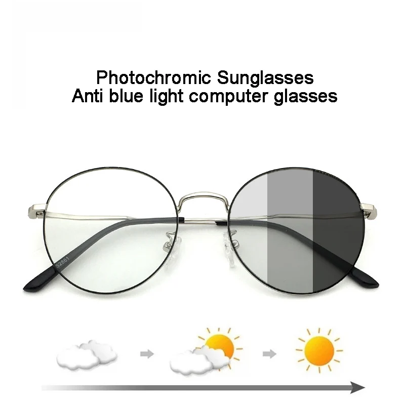 

Photochromic Sunglasses Anti blue light Computer Glasses Vintage Round Sunglasses for Women Retro Brand Sun Glasses