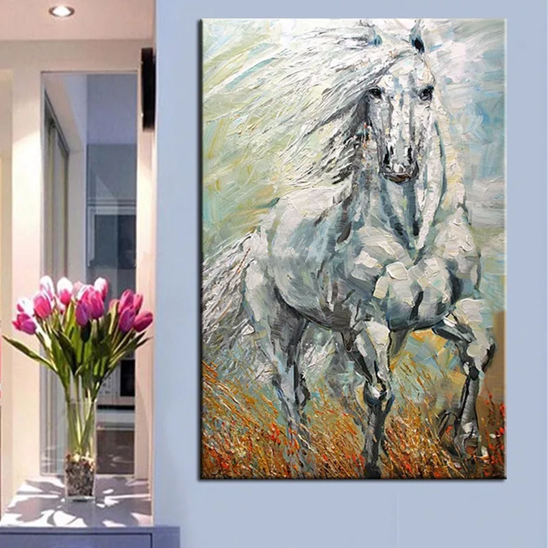 

Handpainted Abstract Animal Oil Paintings on Canvas Knife Horse Pictures Modern Home Decor Wall Art Large Beautiful Painting