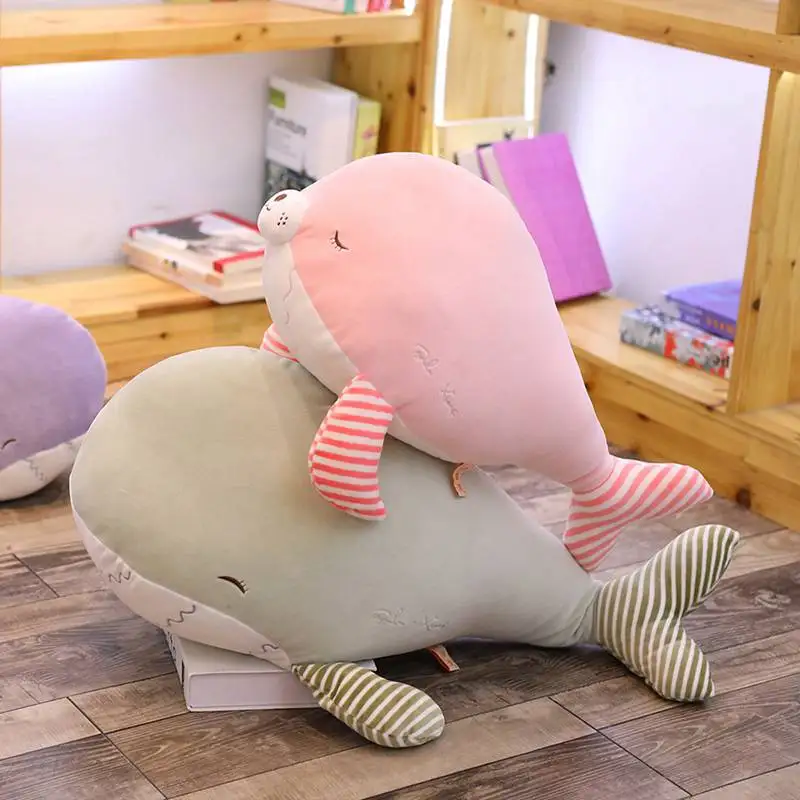 

1pc 50/70cm 3 Patterns Cute Round Sea Lion pillow Plush Humpback Whale doll Home ornament sleeping cushions Valentine's day gift