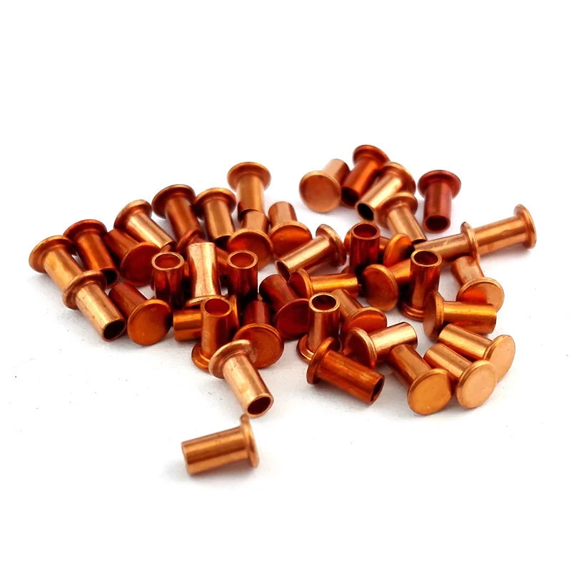 6Pcs M8 Copper Rivet Flat Head Semi Hollow Rivets Brass Countersunk Cap