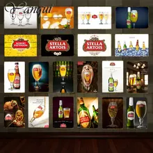 Retro vinho cerveja marca stella artois cerveja estanho sinal de metal cartaz do vintage placa arte da parede pintura etiqueta pub bar decoração casa yq095