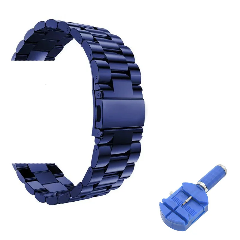 18 мм 20 мм 22 мм ремешок для часов samsung Galaxy Watch 42 мм 46 мм Шестерня S2 S3 ремешок Pebble Time Amazfit Stratos 2 браслет из нержавеющей стали - Цвет ремешка: Blue