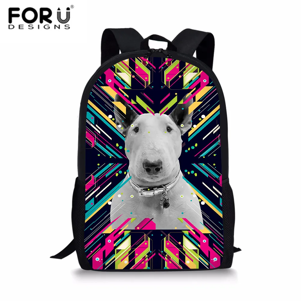 

FORUDESIGNS UK Bull Terrier Printed School Bags For Teenager Girls Cool Boys Book Bags Daily Knapsack Women Backpacks Satchels