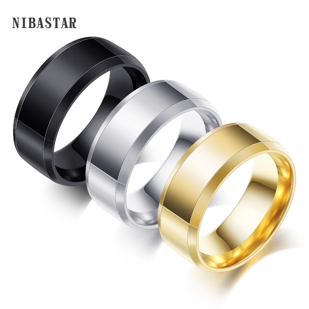 

Simple 3 Colors 316L Stainless Steel Engagement Men Fshion Rings Jewelry Mix Sizes Comfort Fit Wedding Band Promise Male Jewelry