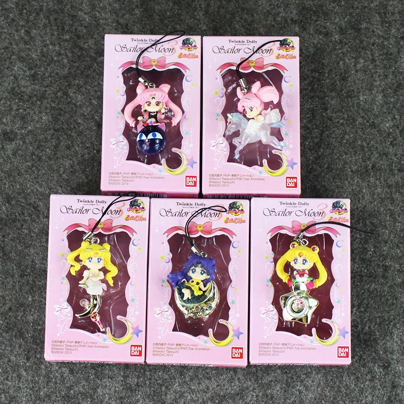 

5Pcs/Lot Sailor Moon Keychain Tsukino Sailor Mars Mercury Jupiter Venus Saturn PVC Figure Pendants