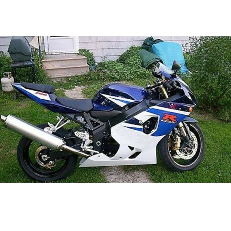 

White Blue Black Complete Injection Fairing Kit ABS Plastic For 2004-2005 Suzuki GSXR 600 750