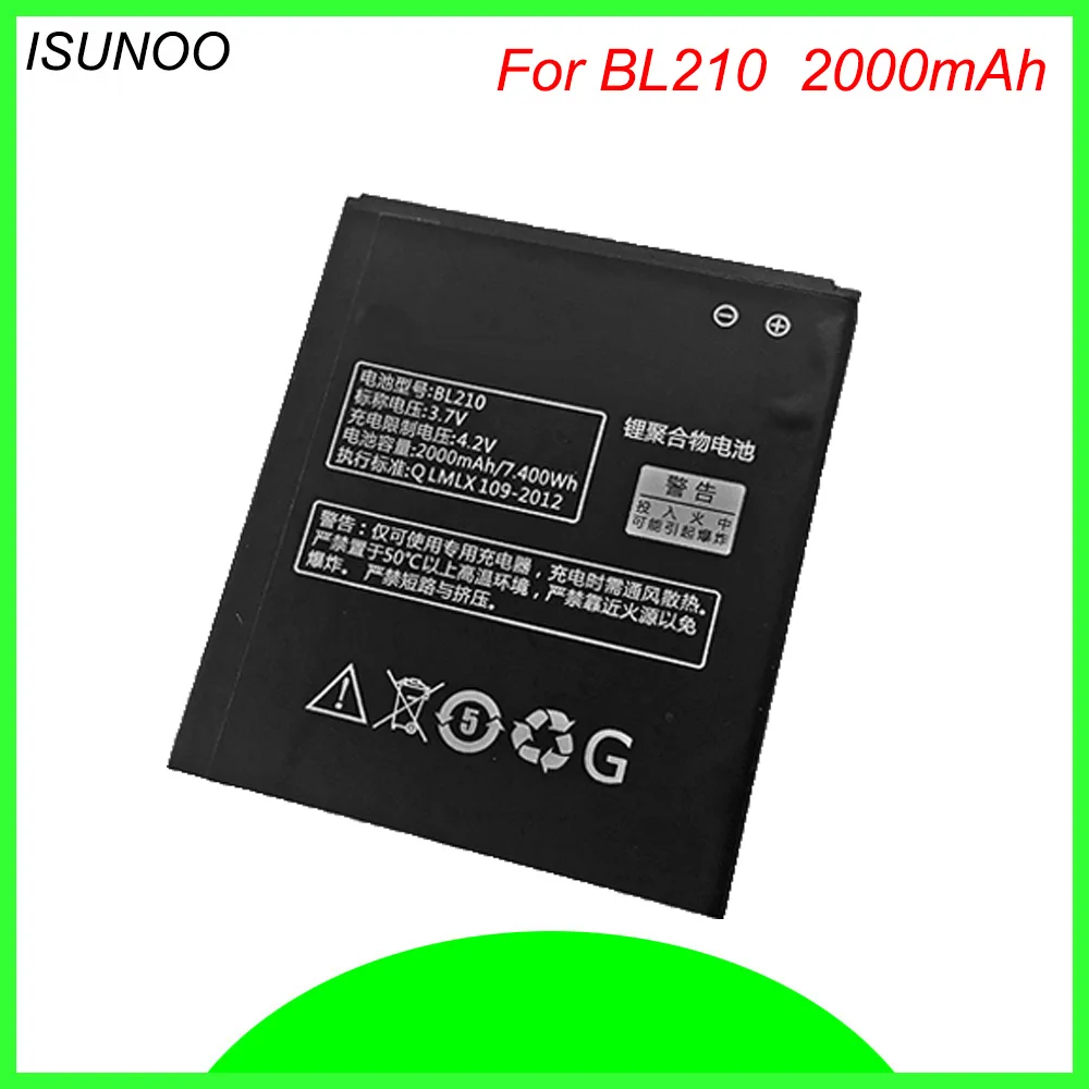 

ISUNOO BL 210 BL210 BL-210 Battery Replacement For Lenovo A536 A606 S820 S820E A750E A770E A658T S650 A656 A766 Mobile Battery