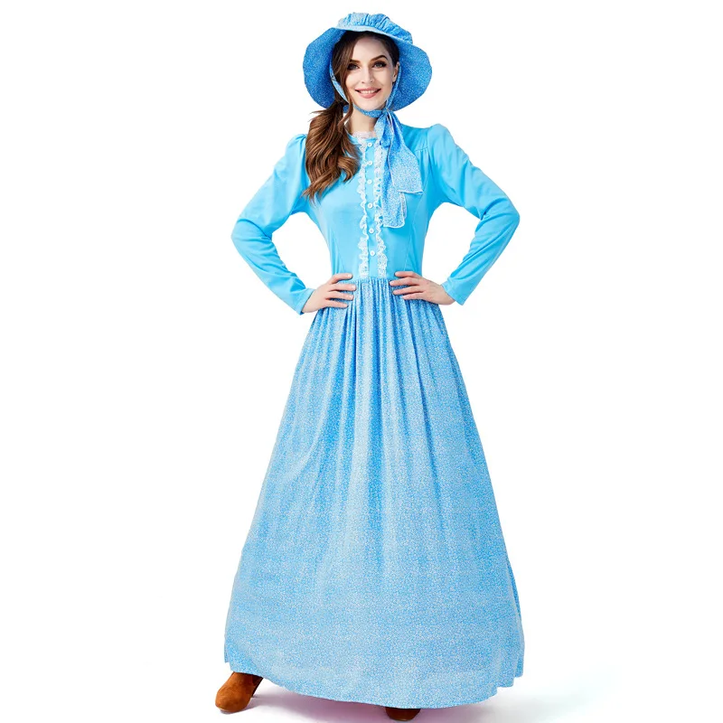Umorden взрослый костюм для девочек-пионеров, Женский костюм деревенской фермы Prairie Maiden, костюмы на Хэллоуин, нарядное платье