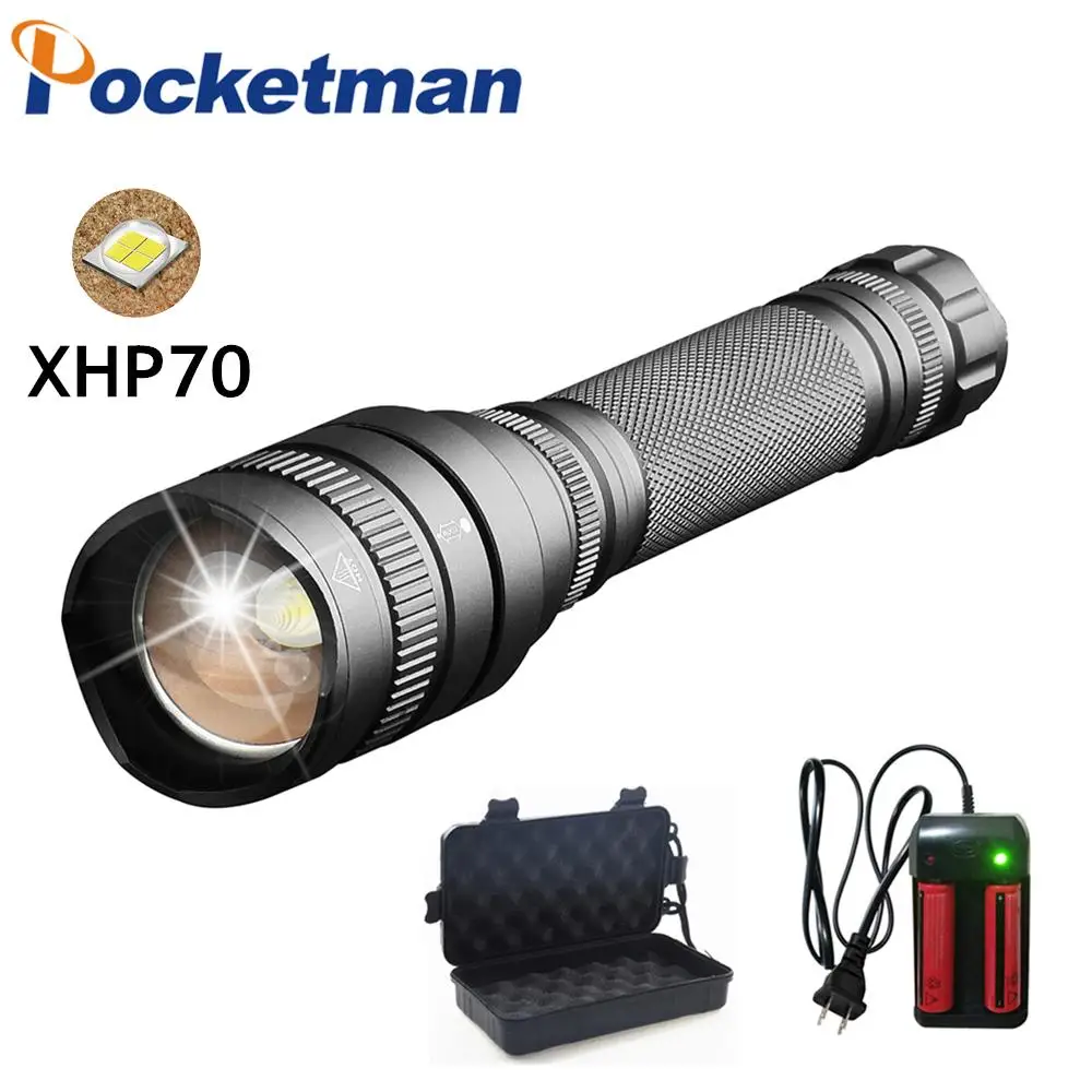 

35000lm XHP70 Flashlight powerful Tactical LED flashlight torch zoom Lantern 5 modes Lamp by 2*18650 battery NEW ARRIVAL z45
